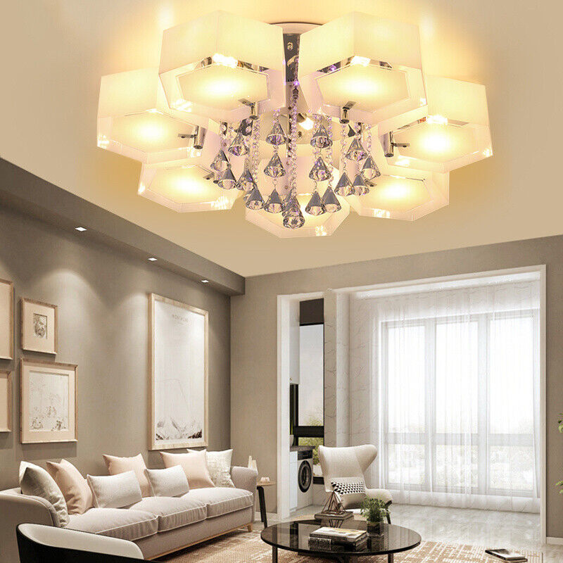 3+2 Colour Luxury Crystal LED Chandelier Hexagon/Flower Lamp Ceiling Lights