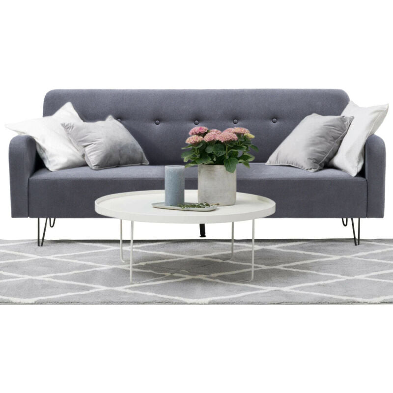 3-Seater Sofa Bed Click Clack Button Tufted Settee Recliner Couch Green Grey Bed