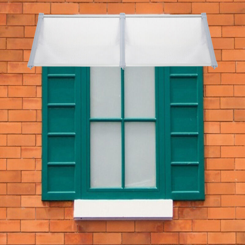 Black/Grey Outdoor Front Door Canopy Porch Shade Patio Roof Awning Rain Shelter