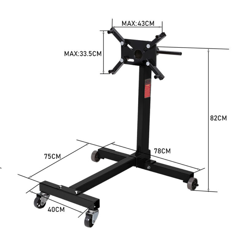 Engine Gearbox Support Stand 1000 lbs 450kg Heavy Duty Swivel Transmission Black