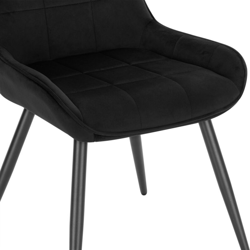 2x Dining Chairs Velvet Padded Kitchen Chairs w/ Backrest Metal Legs Restaurant