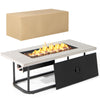 16 KW Propane Fire Pit Table Rectangular Outdoor Gas Fire Pit Stainless Steel