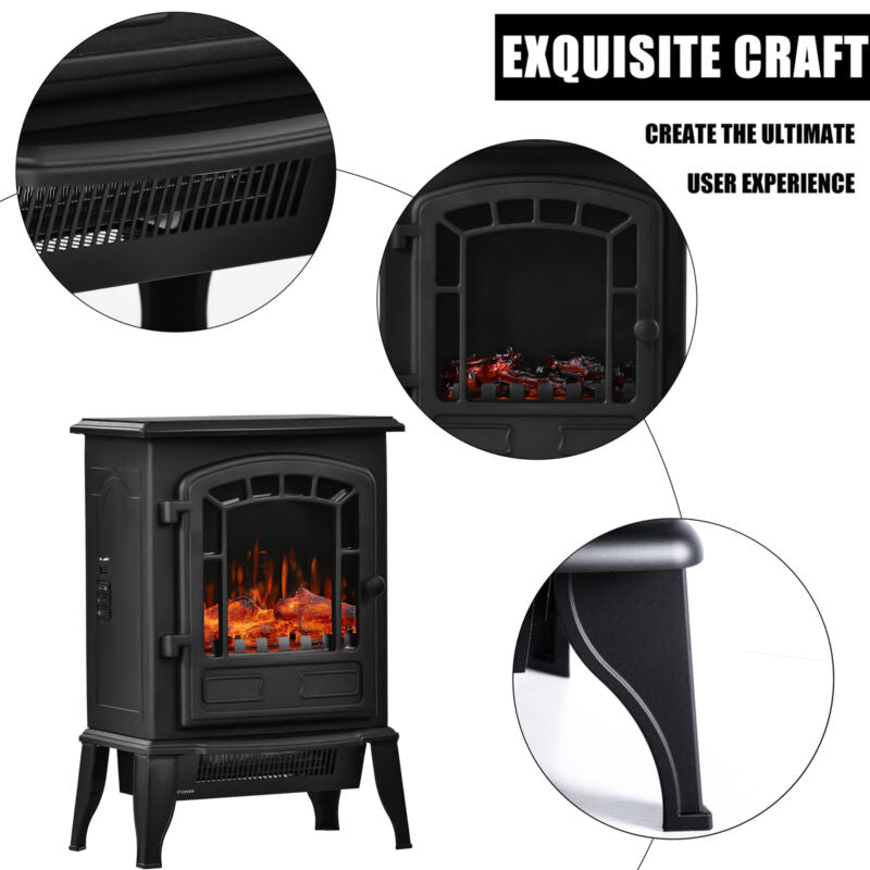 Electric Fireplace Log Burning Flame Effect Stove Fire Heater Thermal Wood 2000W