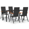 5 Piece Garden Dining Set Black and Brown Poly Rattan Q6F1