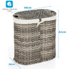 102L Handwoven Laundry Basket Divided Washing Clothes Hamper W/ Removable Liner