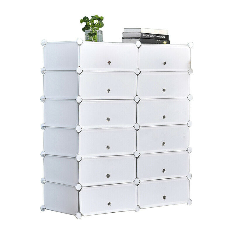 12 Cube DIY White Cabinet Cupbpard Shoe Storage Organizer Shoe Shelf Holder Home