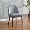 Set of 2 Velvet Dining Chairs Side Chairs Padded Seat Metal Legs Grey Kitchen BN