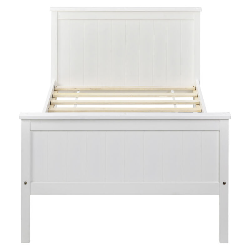 Wooden Bed Frame Solid Pine White Single Double Shaker Style Bedroom Furniture
