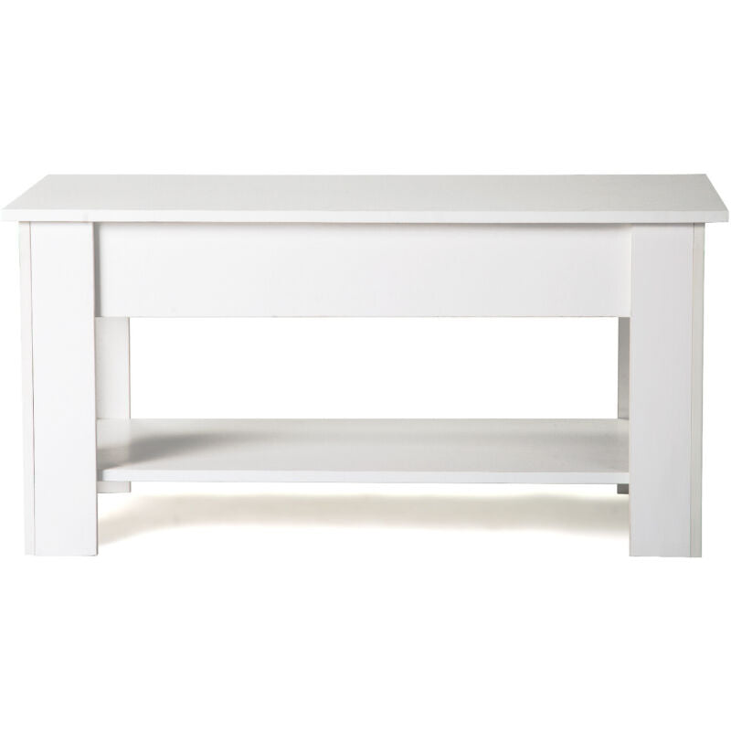 Wooden Coffee Table With Lift Up Top Storage Shelf Living Room Furniture White