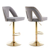 Bar Stools Set of 2 Upholstered Velvet Swivel Bar Chairs Adjustable Height QW