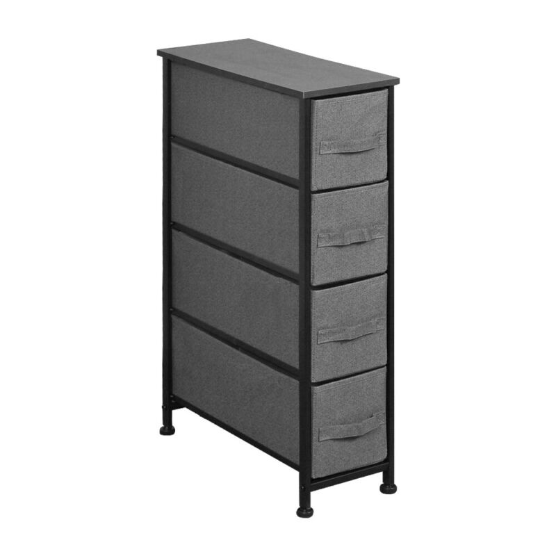 Dark Grey Fabric Cabinet Storage Unit Chest of Drawers Organiser Bedside Table
