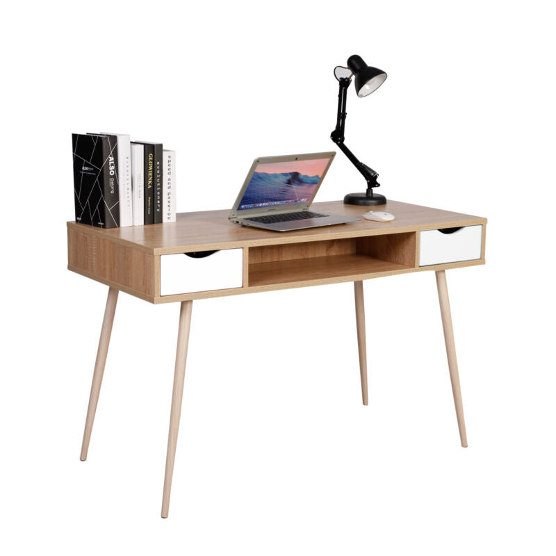 Computer Desk Writing Study Work PC Table with 2 Drawers Home Office Workstation