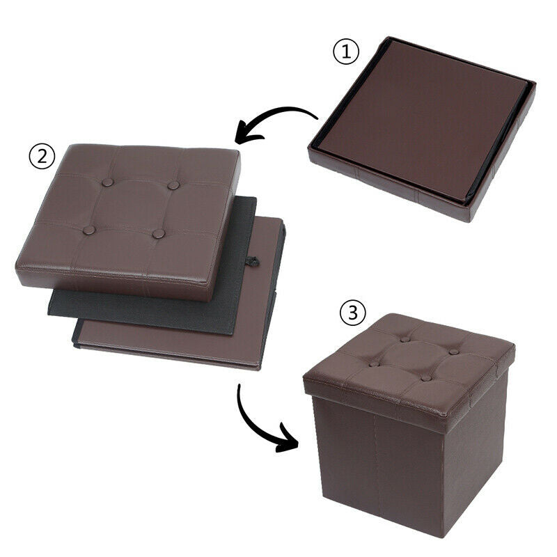 Ottoman Footstool Portable Seat Storage Chest Space-saving Cube Living Room Home