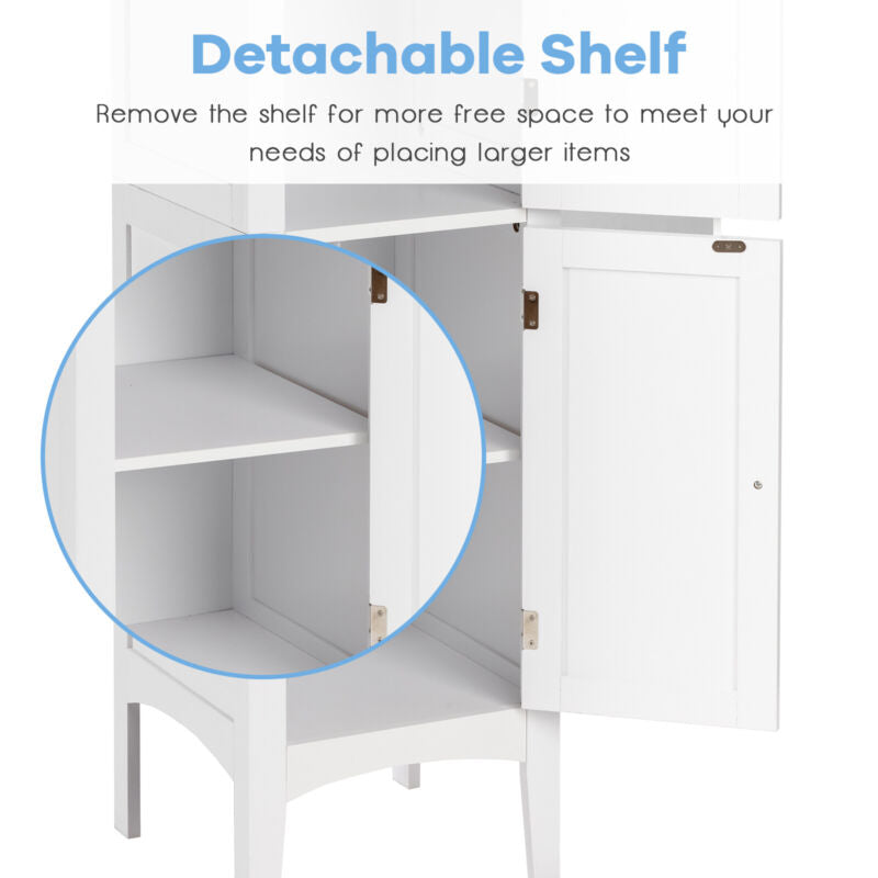 5-Tier Bathroom High Cabinet Freestanding Storage Cabinet Organizer 2 Shelves