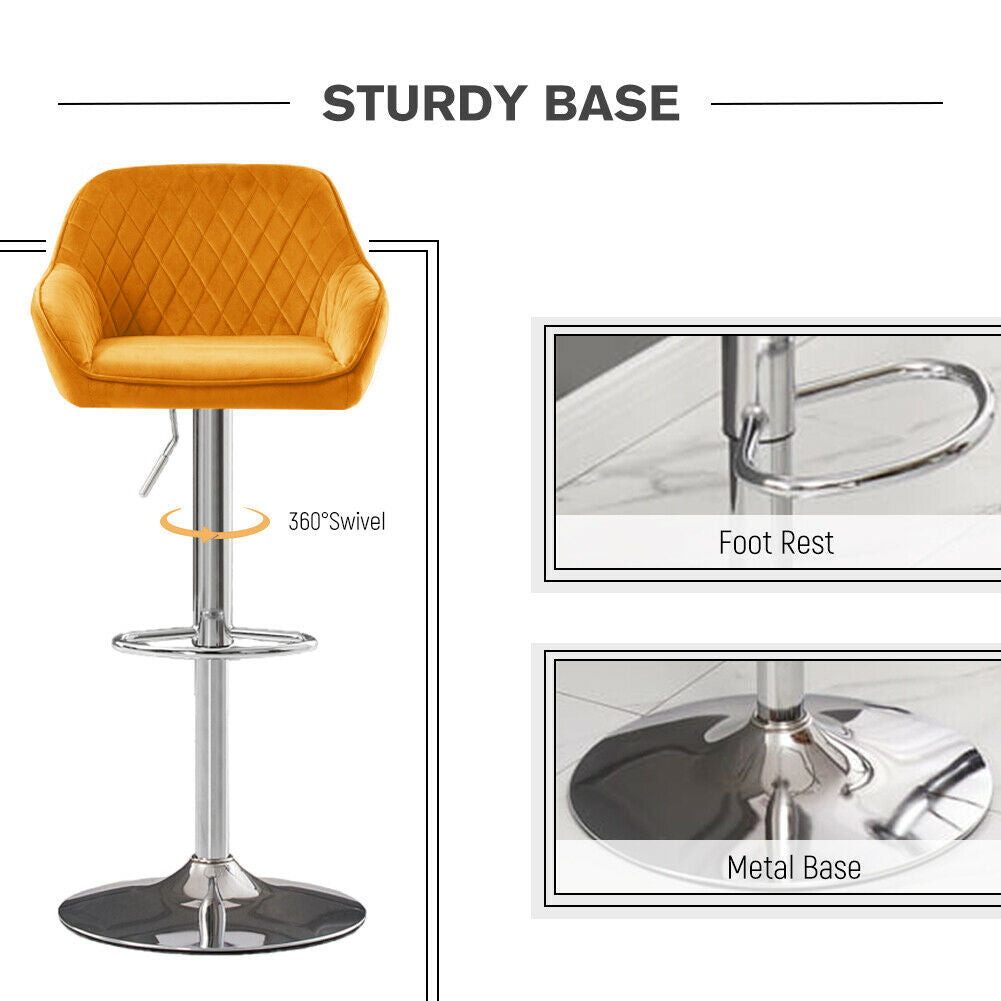 Bar Stools Gas Lift Stools Velvet Breakfast Kitchen Club Cafe Pub Swivel Chairs