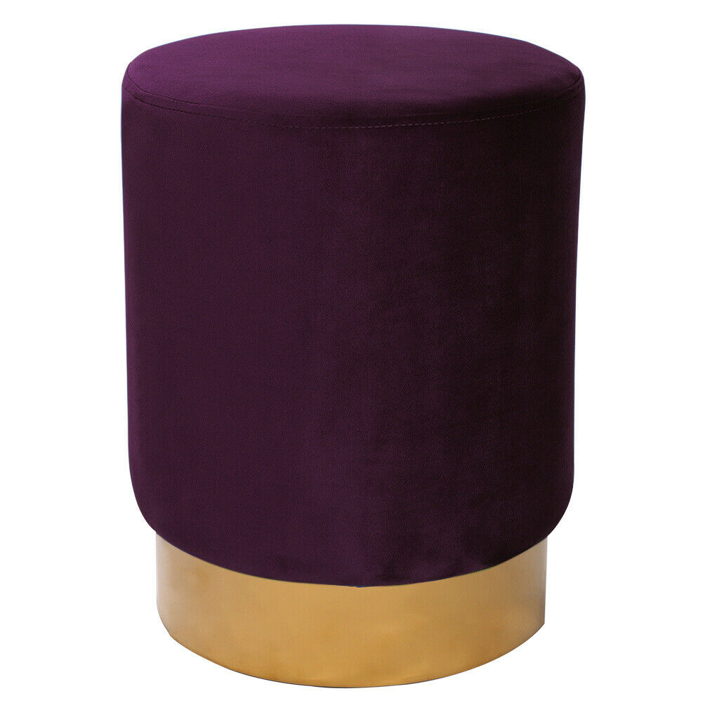 Retro Velvet Round Stool Dressing Table Stool Chair Vanity Footstool Guest Seat