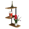 3 Tiers Rustic Wood Corner Shelf Home Display Storage Rack Wall Floating Shelf