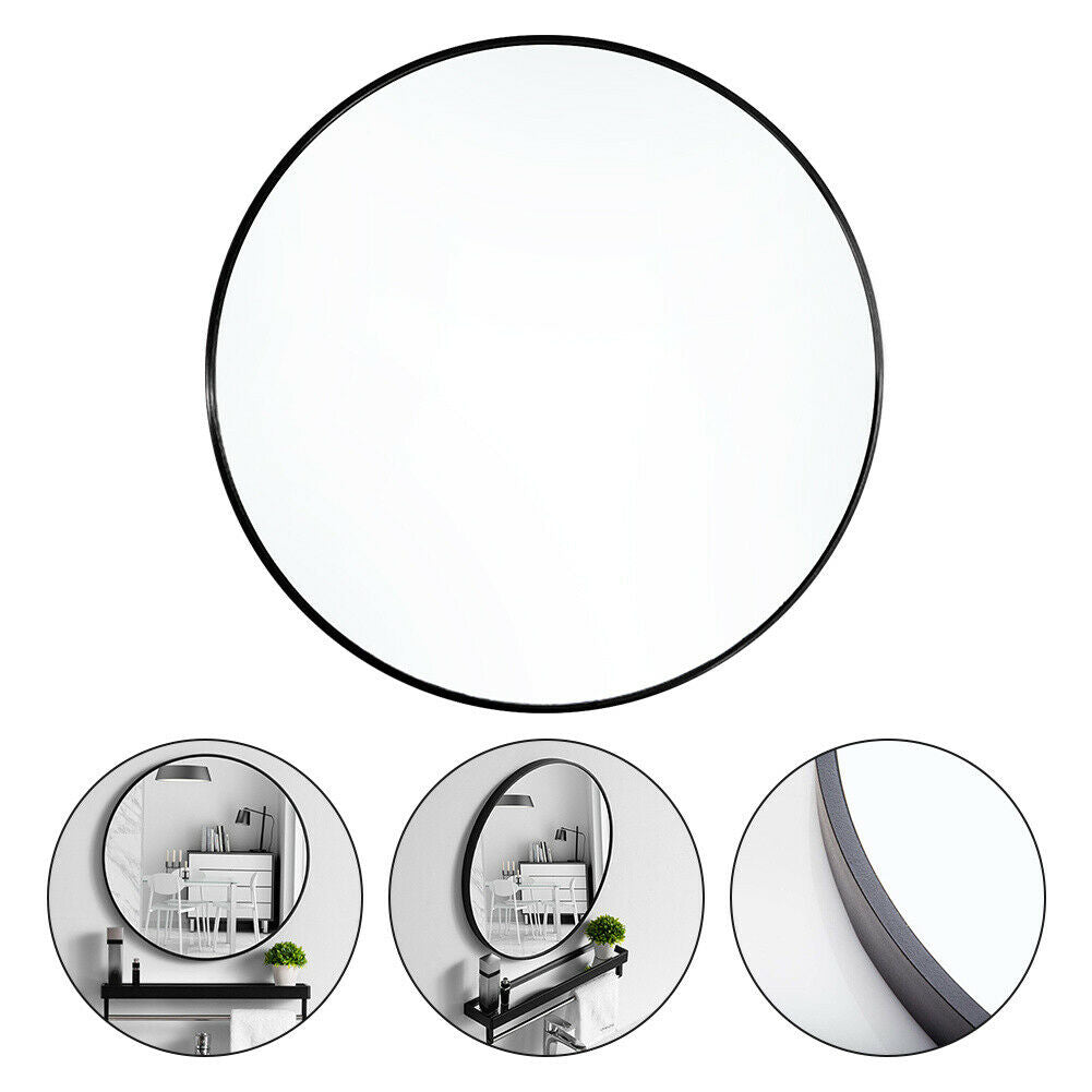 Rustic Wall Mounted Brushed Metal Round Bathroom Mirror Bedroom Makeup Mirror