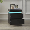 2/3 Drawers High Gloss Front Bedside Table Cabinet LED Nightstand Black/White