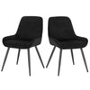 2x Dining Chairs Velvet Padded Kitchen Chairs w/ Backrest Metal Legs Restaurant