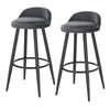 1/2x Breakfast Bar Stool Velvet Padded High Counter with Backrest Chair Barstool