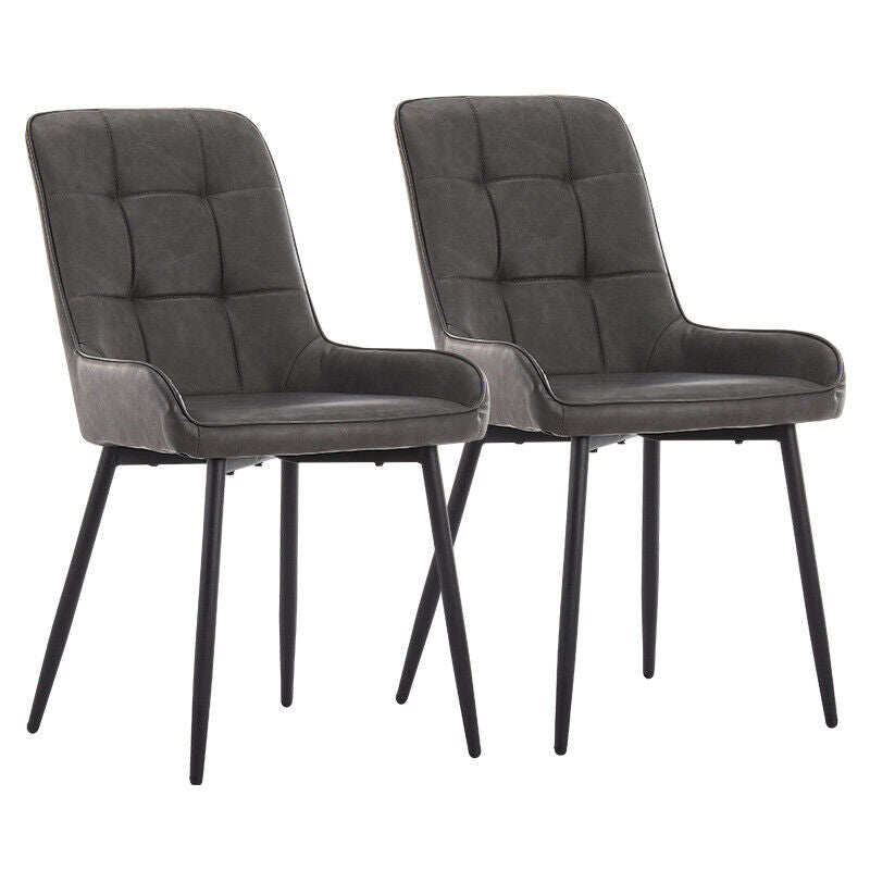 Set of 2 Dining Chairs Faux Leather/Velvet Upholstered Metal Legs Kitchen Chair
