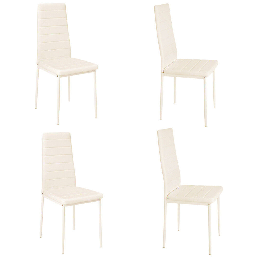 2 4 6 pcs Faux Leather Seat High Back Dinning Chairs Modern Kitchen Living Room