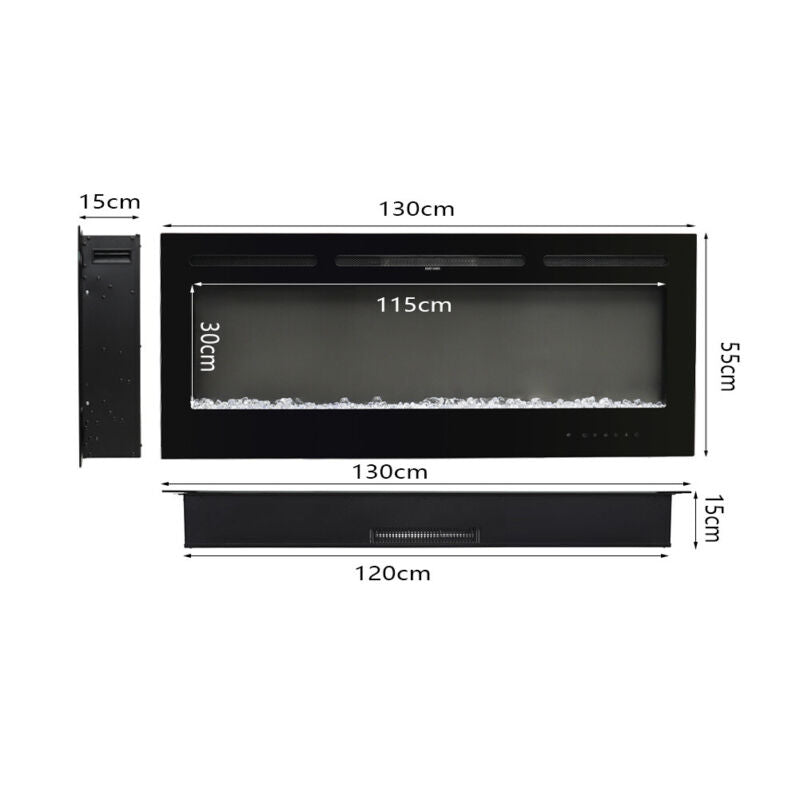 40-100 inch Electric Fireplace Wall Mounted Remote Control 9 Colour Fireplaces