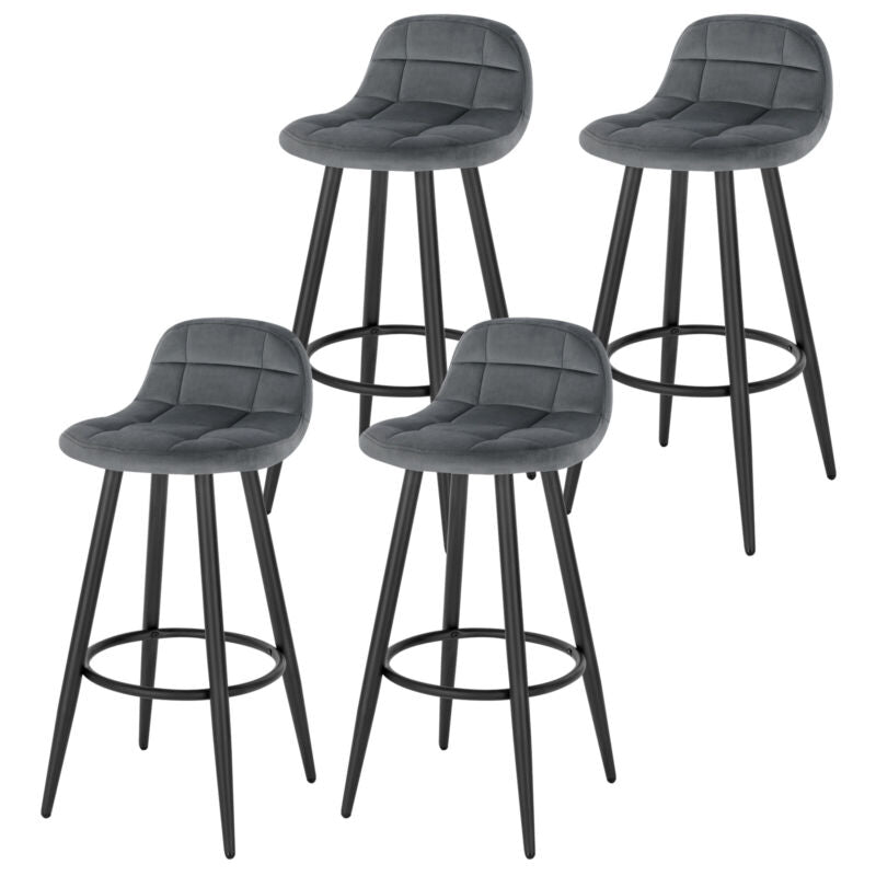 1/2/4/6x Velvet Padded Bar Stool Kitchen Pub Breakfast High Chair with Backrest