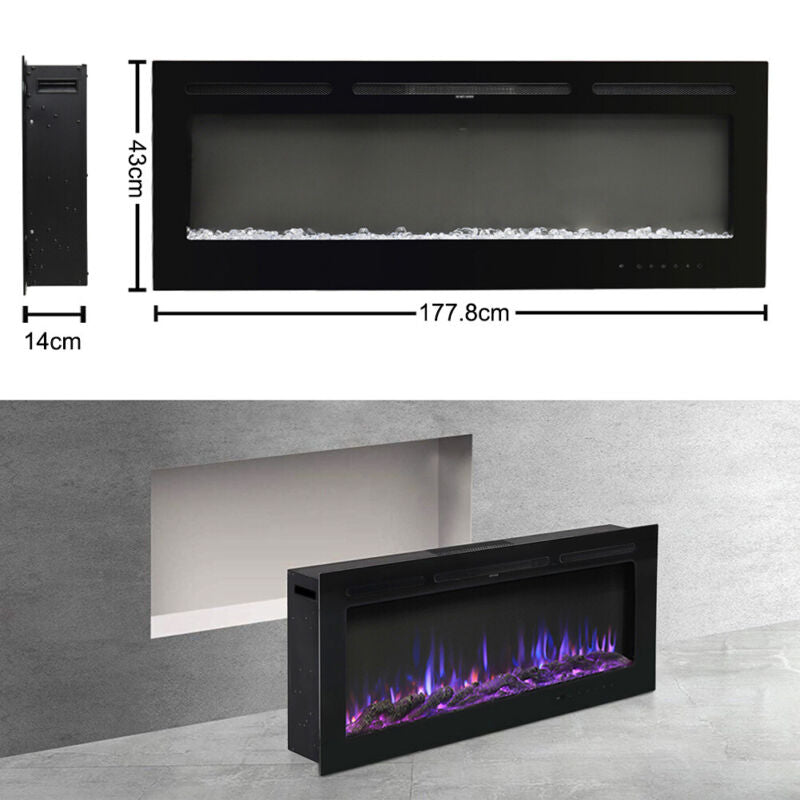 40-100 inch Electric Fireplace Wall Mounted Remote Control 9 Colour Fireplaces