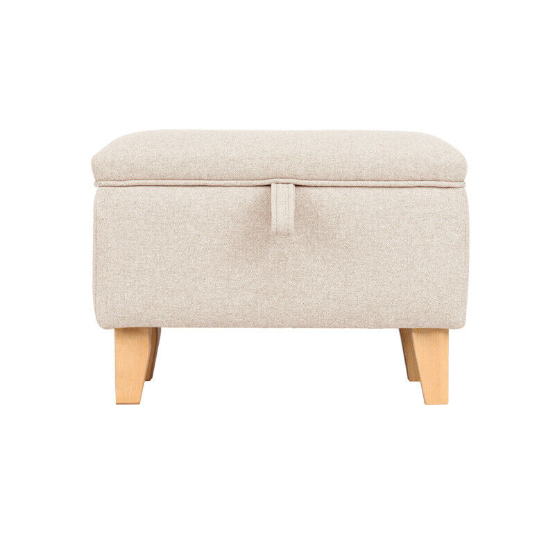 Linen Fabric Storage Ottoman Bench Seat Toy Box Pouffe Stool Bedroom Chair Rest
