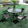 2/4/6 Seater Black Bistro Set Garden Patio Furniture Table Chairs w/Parasol Hole