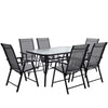 2/4/6 Seater Black Bistro Set Garden Patio Furniture Table Chairs w/Parasol Hole
