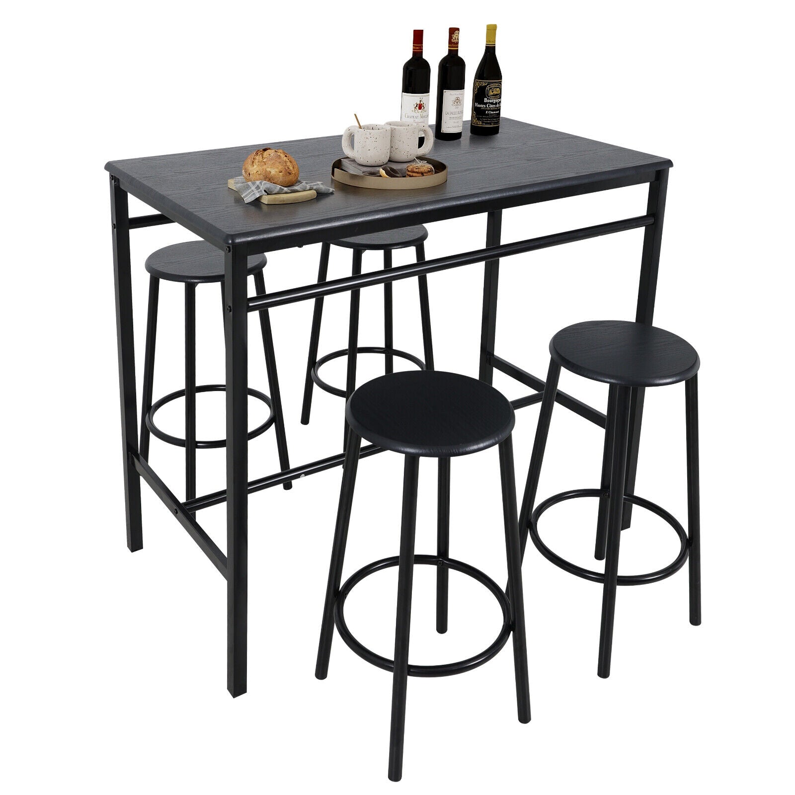 Bar Table and Stools Dining Set Industrial Metal Frame Kitchen Dining Table Set