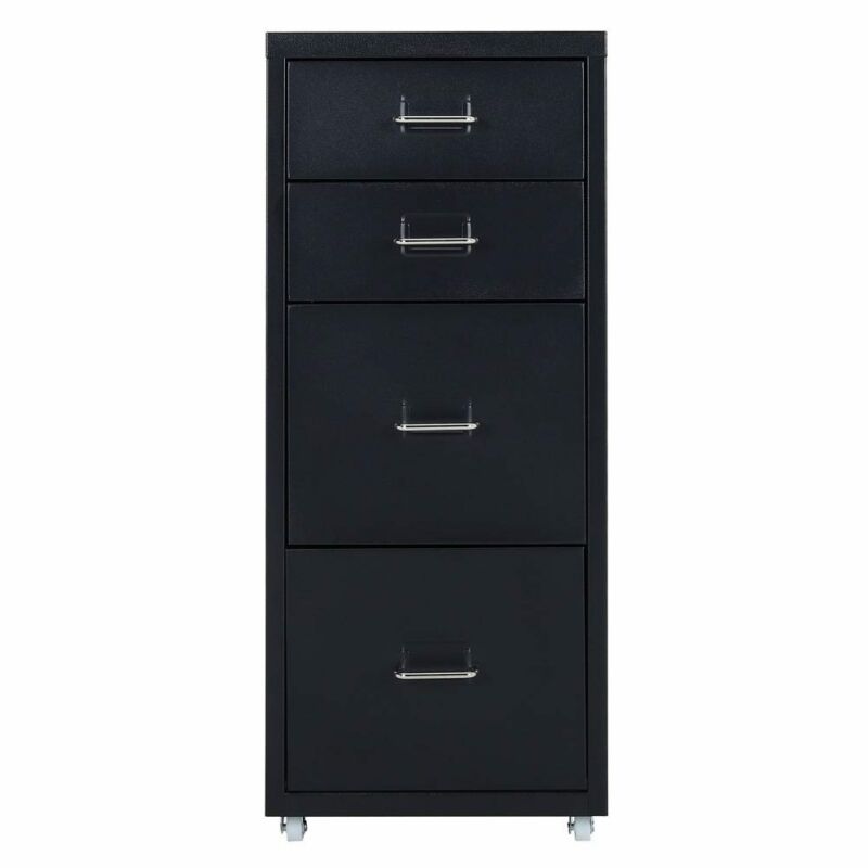 4-Drawer Metal Filing Cabinet Under Desk Office Storage Cupboard with Wheels