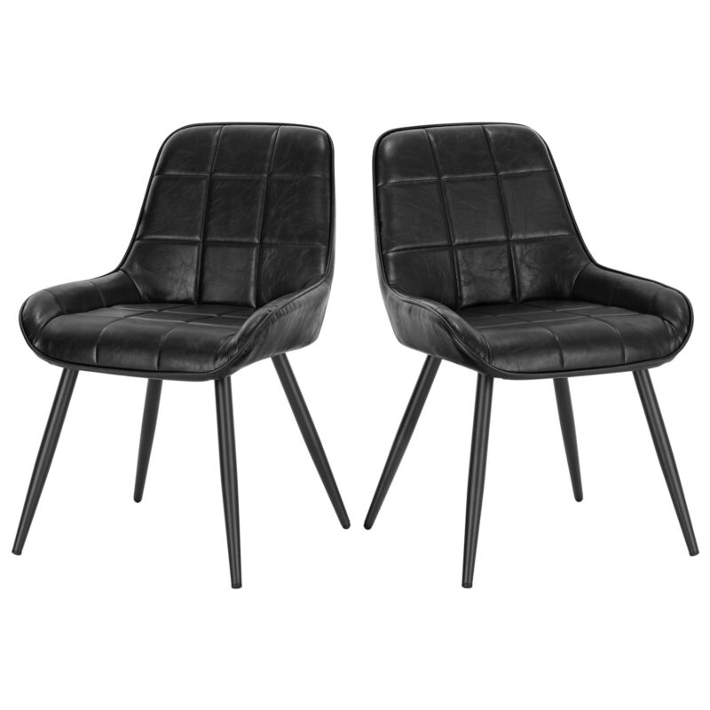 2x Dining Chairs w/ Backrest Faux Leather Padded Chairs Kitchen Lounge Cafe Home