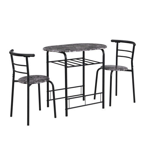 3pcs Dining Table Set and 2 Stools Breakfast Bar for Dining Room/ Kitchen HT
