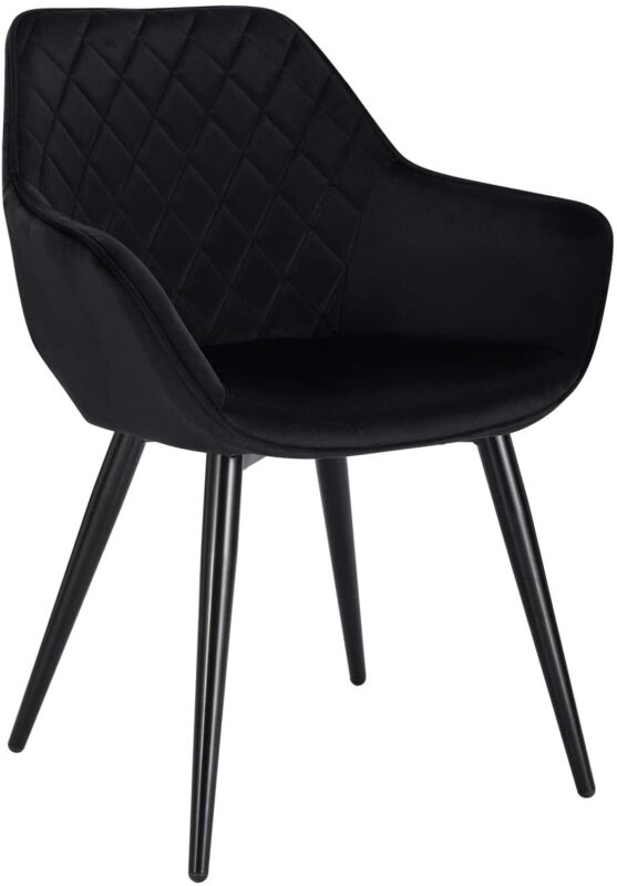 1x Dining Chair w/ Velvet Padded Metal Legs Kitchen Living Room Counter Lounge