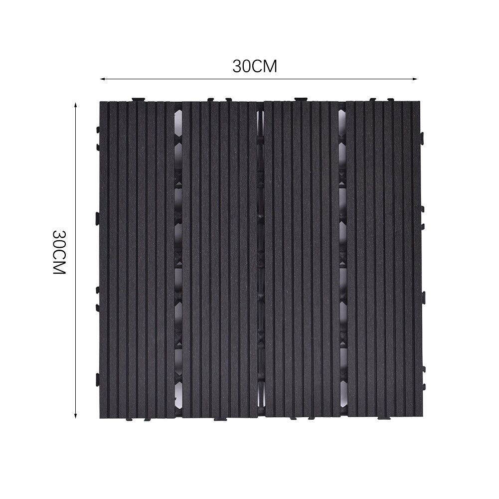11x Composite Decking Boards WPC Garden Interlocking Tiles Balcony Patio Floor