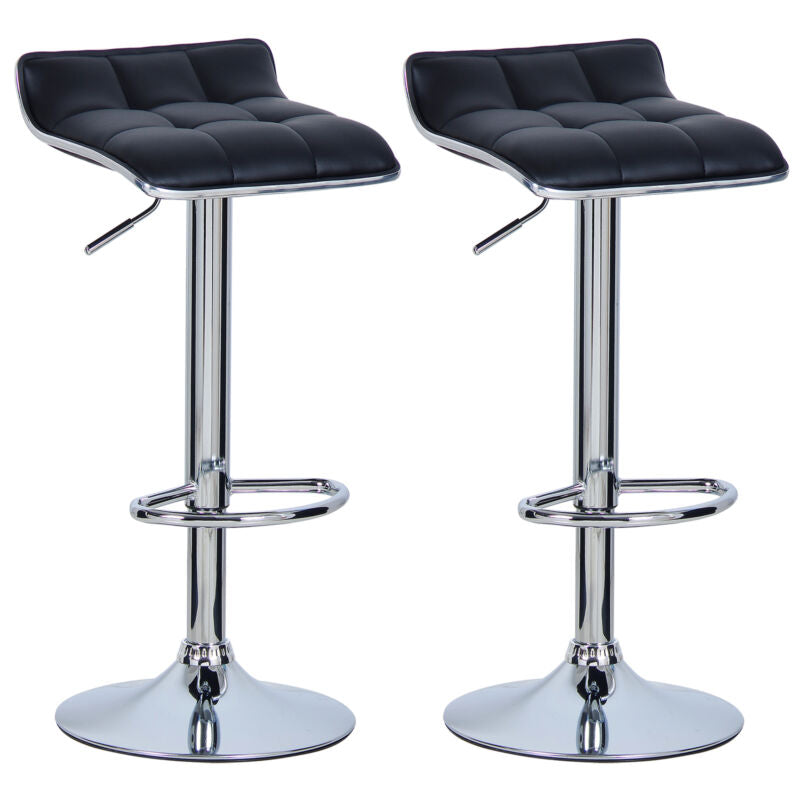 2x Bar Stools PU Faux Leather Barstools Swivel Breakfast Gas Lift Kitchen Chairs