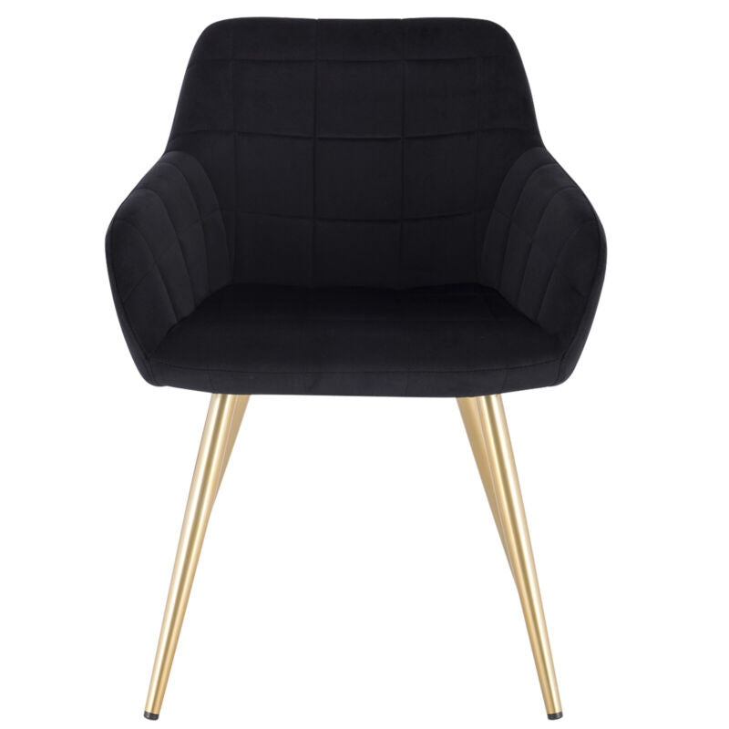 1x Dining Chair Velvet Seat Padded Breakfast Armchair w/ Backrest Kitchen Lounge
