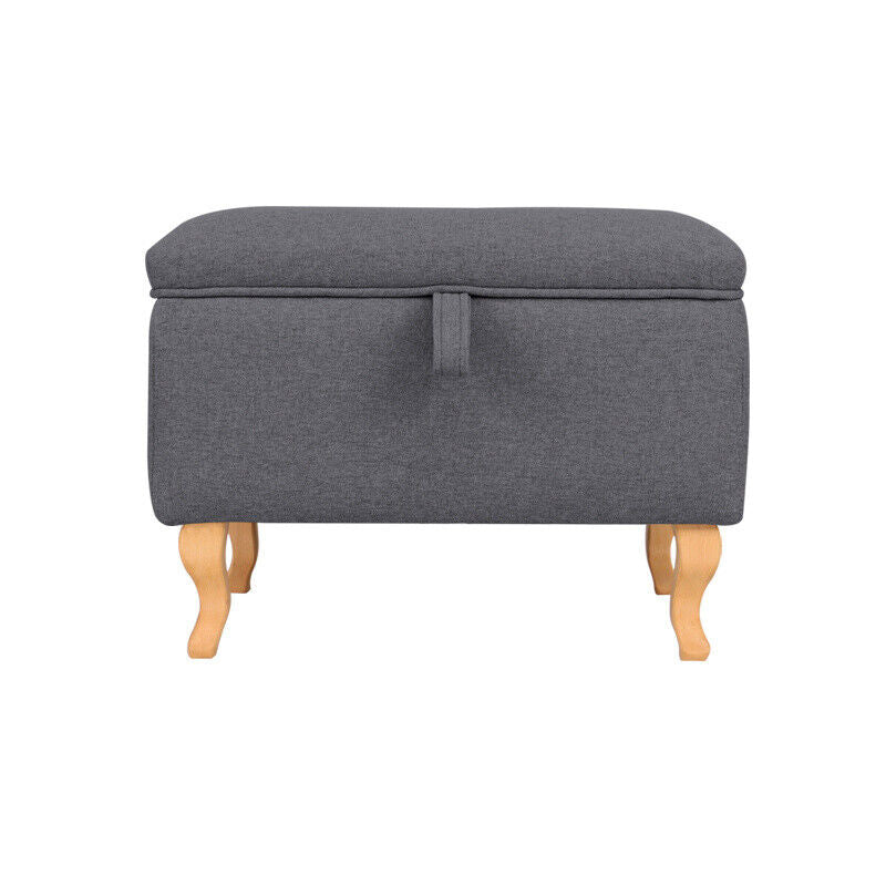 Linen Fabric Storage Ottoman Bench Seat Toy Box Pouffe Stool Bedroom Chair Rest