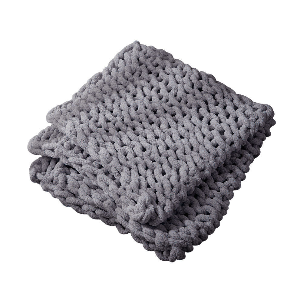 Chunky Knit Throw Hand Knitted Thick Blanket Soft Sofa Bed Wooly Cable Blanket