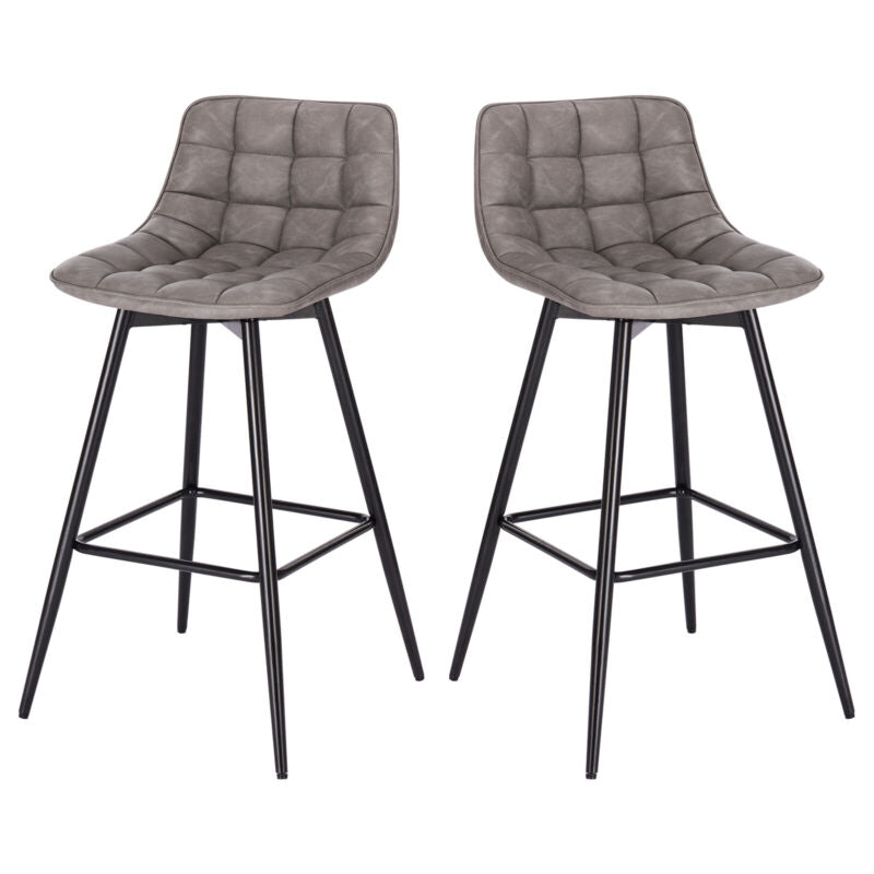 2x Bar Stools Dining Room Kitchen Breakfast High Chairs With Footrest Barstool