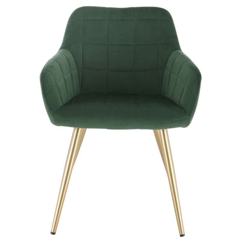 1x Dining Chair Velvet Seat Padded Breakfast Armchair w/ Backrest Kitchen Lounge