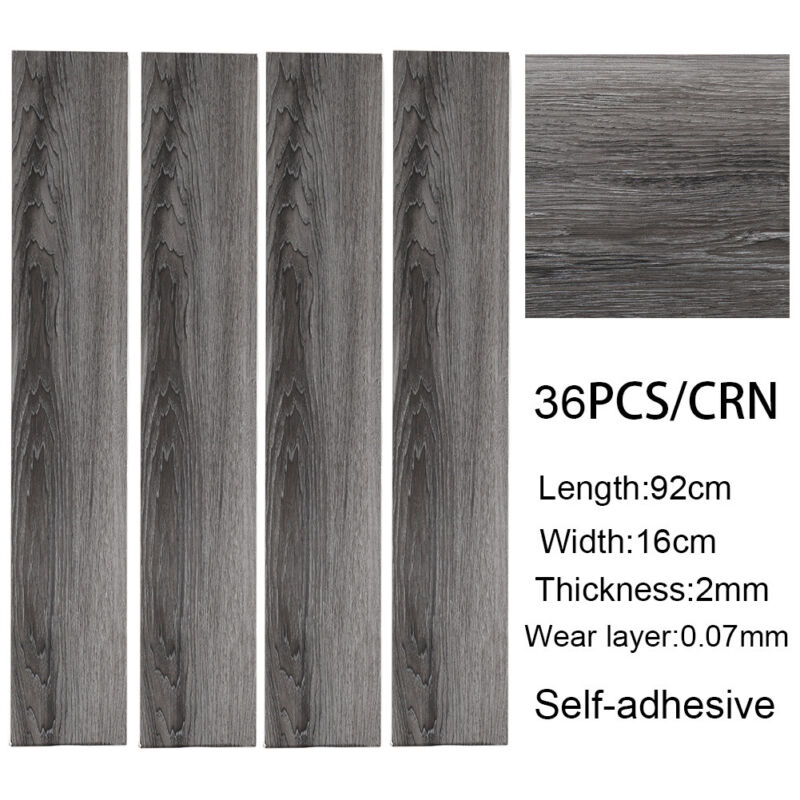 36pcs Waterproof PVC Flooring Planks Self-adhesive Floor Tile Multi Colours uk