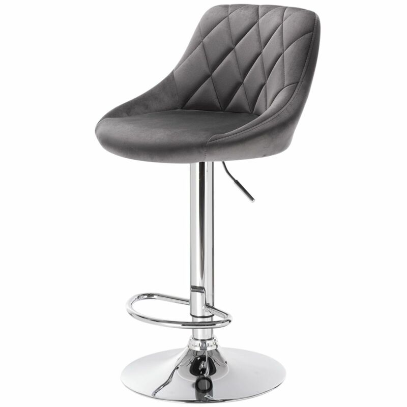 1/2x Bar Stools Breakfast Kitchen Velvet Padded Barstools Swivel Gas Lift Chairs