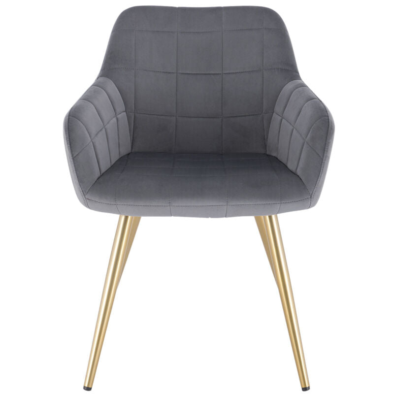 1x Dining Chair Velvet Seat Padded Breakfast Armchair w/ Backrest Kitchen Lounge