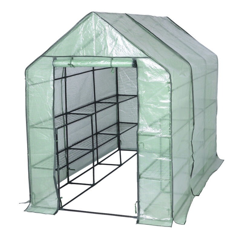 Greenhouse Garden Grow House PE Outdoor Green Steeple House w/ Shelf Plant Tent