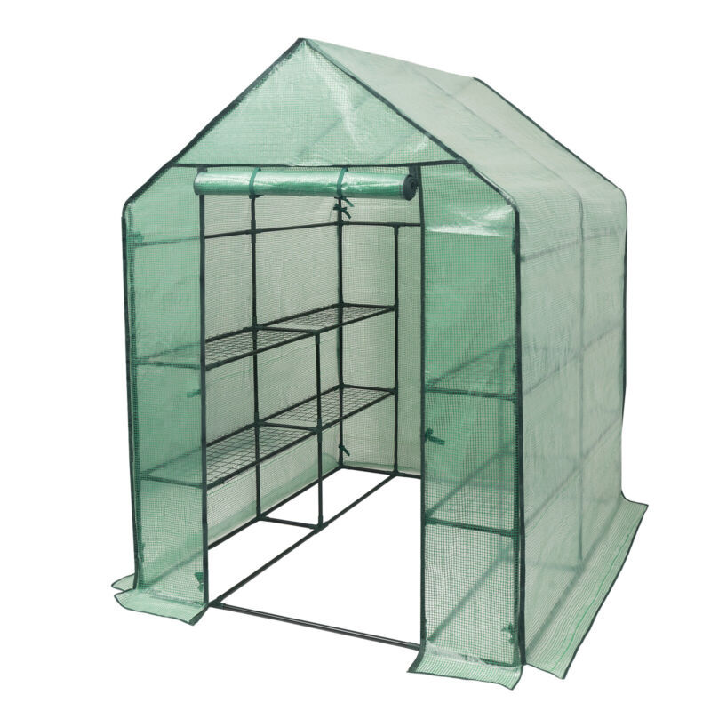 Greenhouse 143x143x195cm PE Garden Plant Grow Green House with Shelves Outdoor